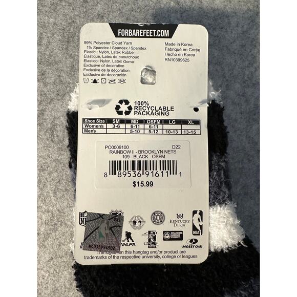 NWT NBA Nets Socks FOR BARE FEET Brand One Size - Picture 3 of 3